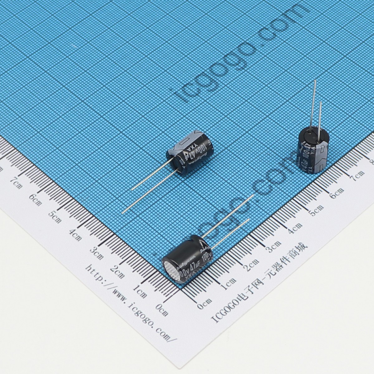 红宝石 直插铝电解电容 100V 47UF φ 10X12.5mm RUBYCON 100YXA47M-10X12.5 YXA 标准品 ±20%