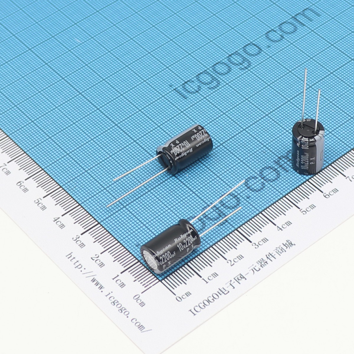 红宝石 直插铝电解电容 10V 2200UF φ 10X16mm RUBYCON 10PX2200M-10X16 PX 标准品 ±20%