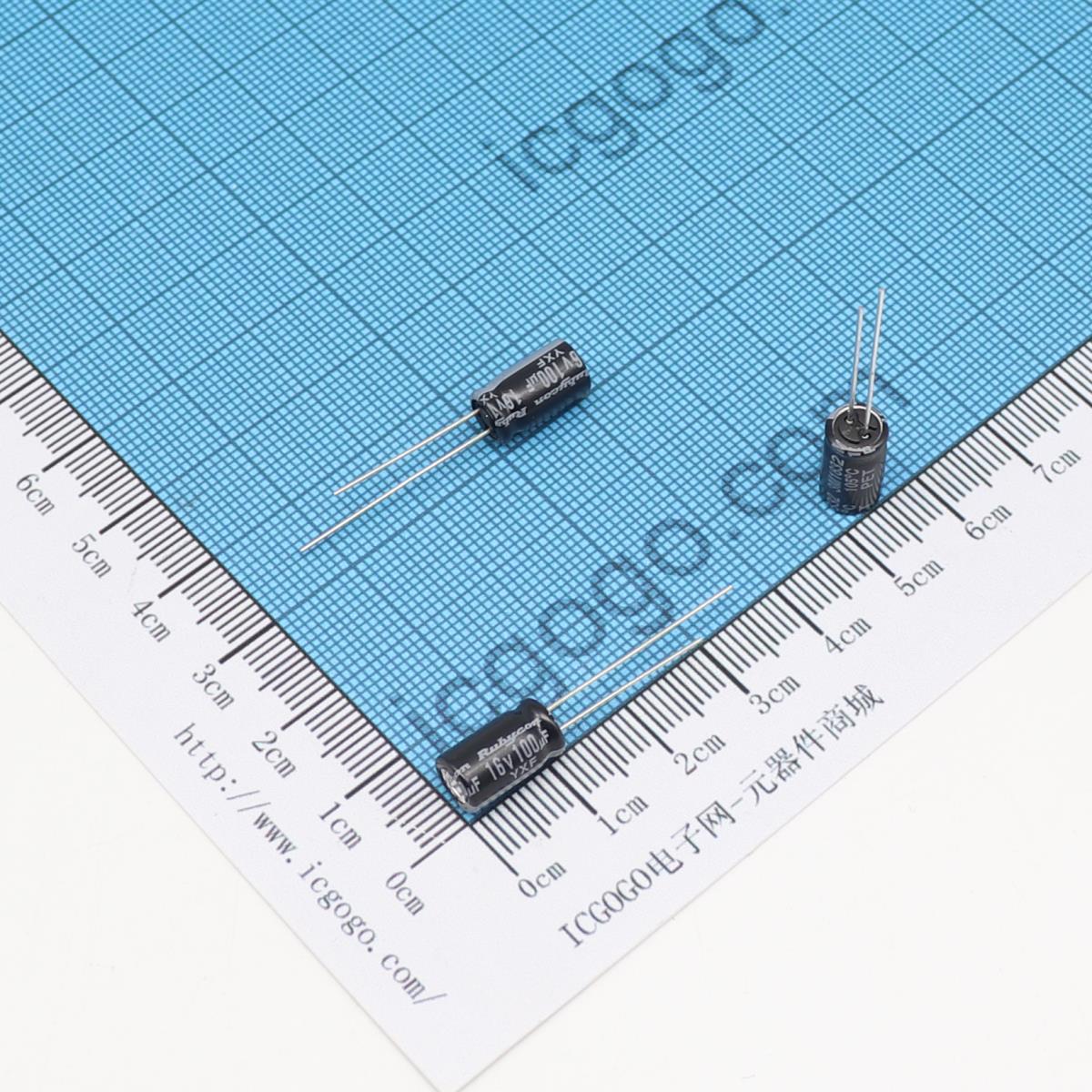 红宝石 直插铝电解电容 16V 100UF φ 6.3X11mm RUBYCON 16YXF100M-6.3X11 YXF 长寿命 低阻抗 ±20%