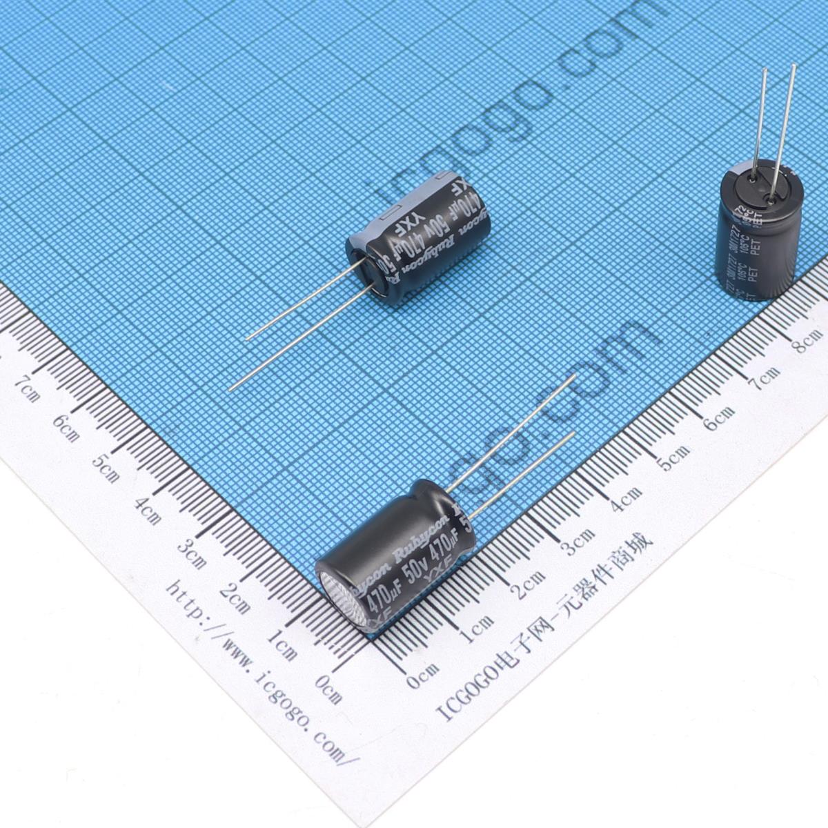 红宝石 直插铝电解电容 50V 470UF φ 12.5X20mm RUBYCON 50YXF470M-12.5X20 YXF 长寿命 低阻抗 ±20%